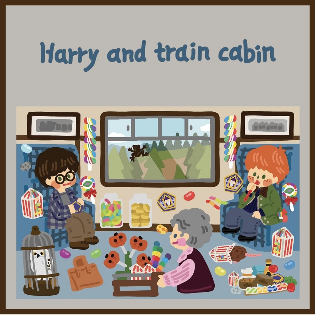 Dinga Mart Harry and Train Cabin Sticker Sheet - Dandy Mail