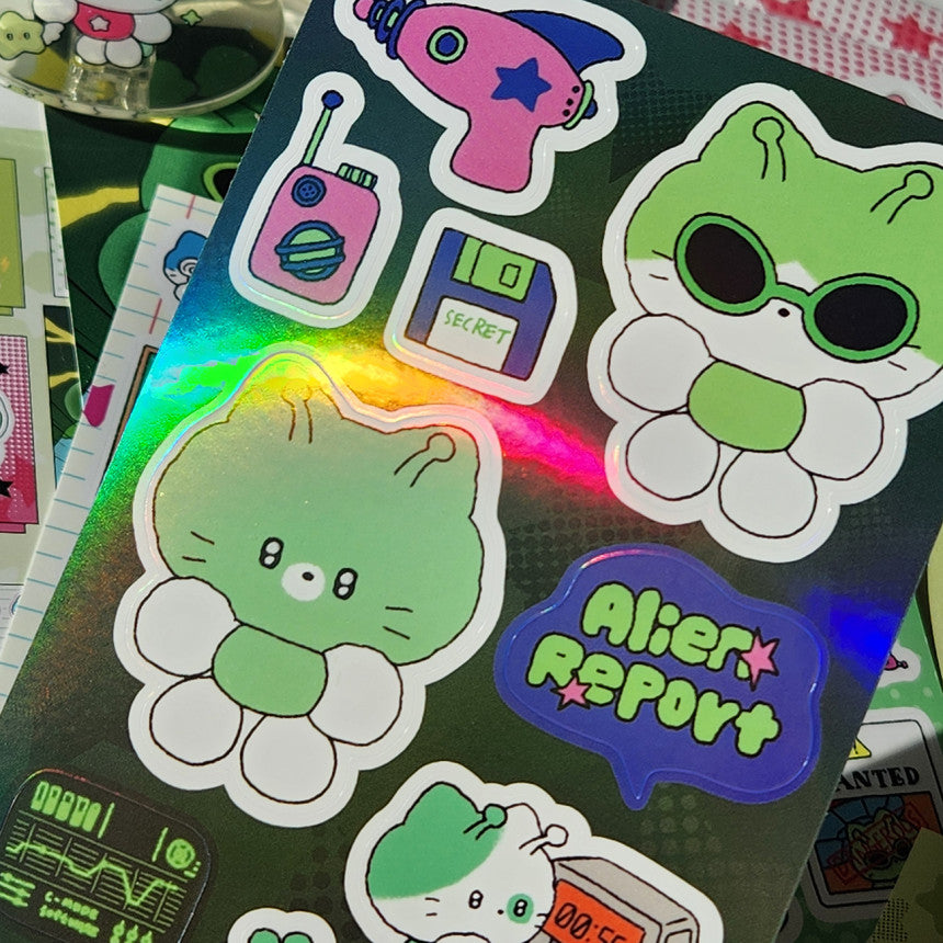 Catdabang Alien Report Sticker Sheet - Dandy Mail