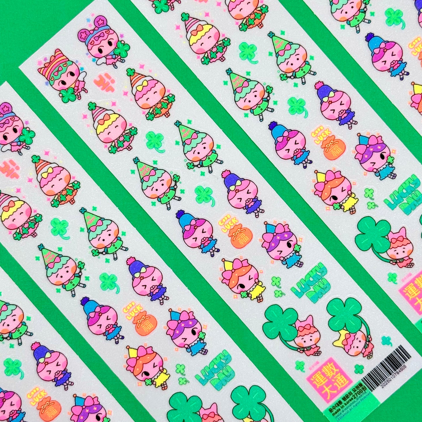 Leenahoo Neon Lucky Sprites Sticker Sheet - Dandy Mail