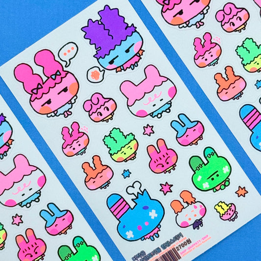 Leenahoo Neon Strange Rabbits Sticker Sheet - Dandy Mail