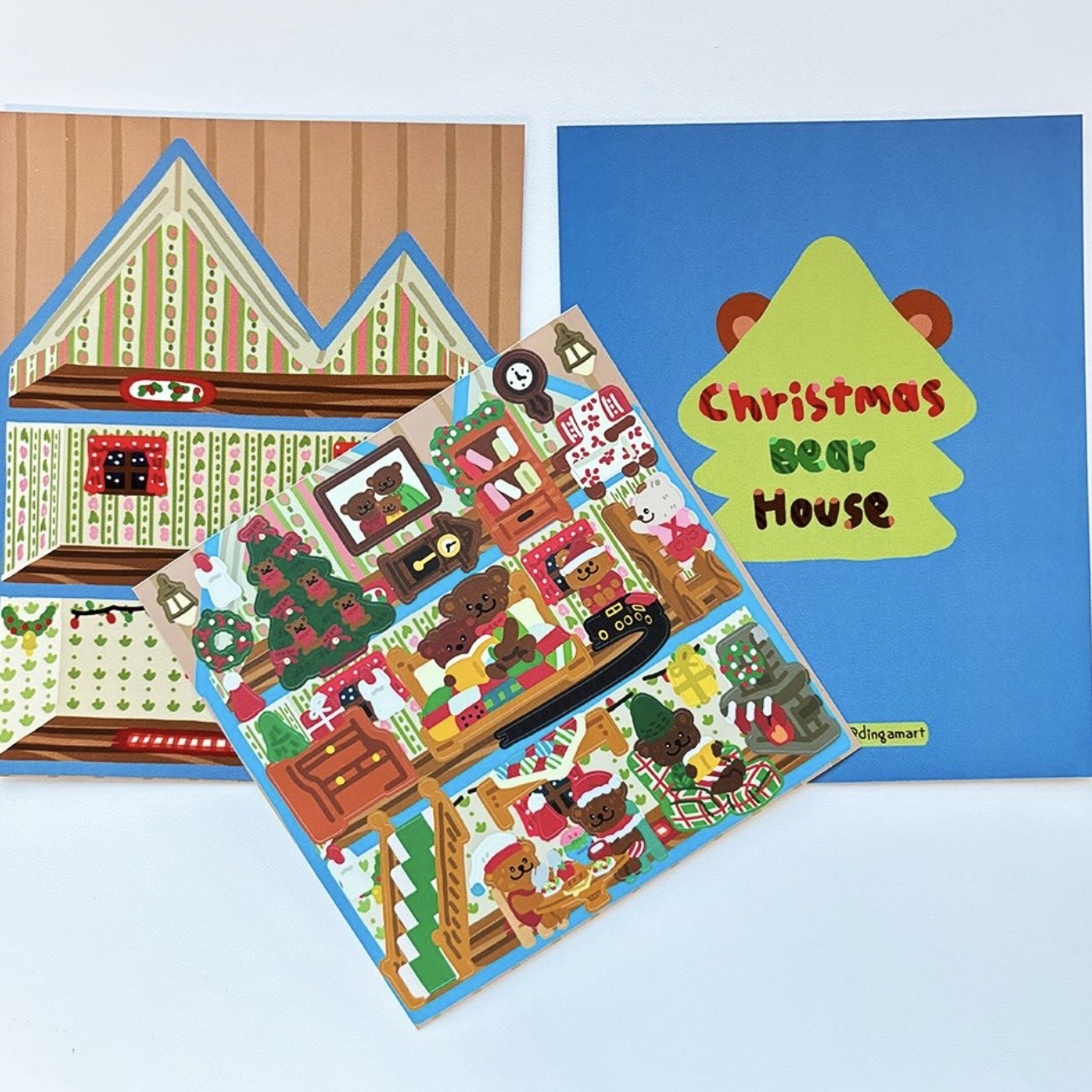 Dinga Mart Christmas Bear House Sticker Sheet - Dandy Mail