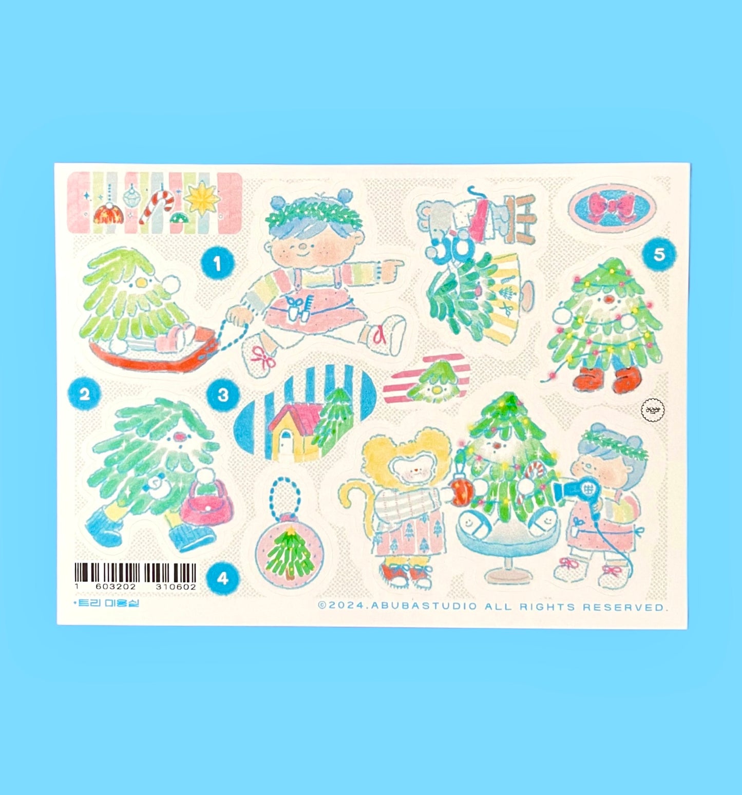 Abuba Studio "Trim The Tree" Christmas Sticker Sheet - Dandy Mail