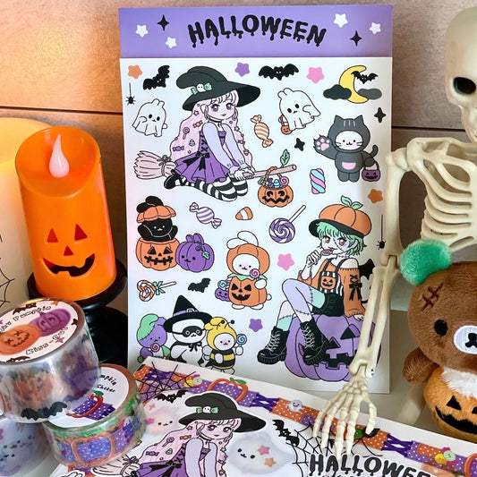 Ato and Bandi Halloween Large Sticker Sheet - Dandy Mail