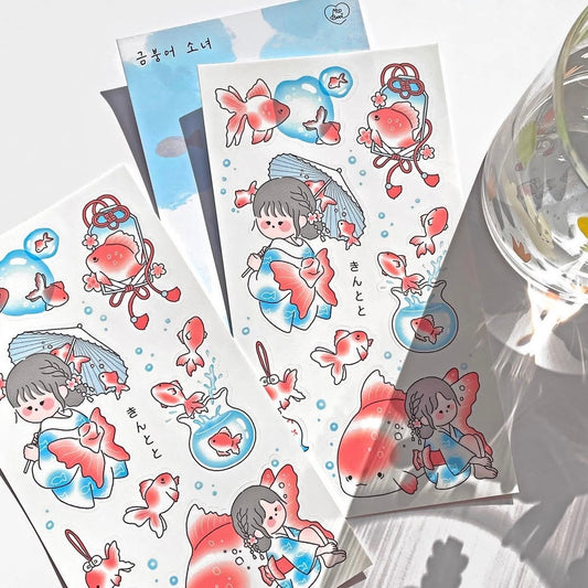 Ato and Bandi Goldfish Girl Sticker Sheet - Dandy Mail