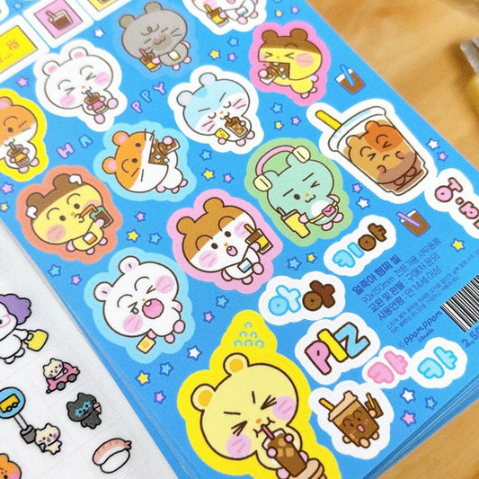 Ppomppom Studio Hamster Tea Sticker Sheet