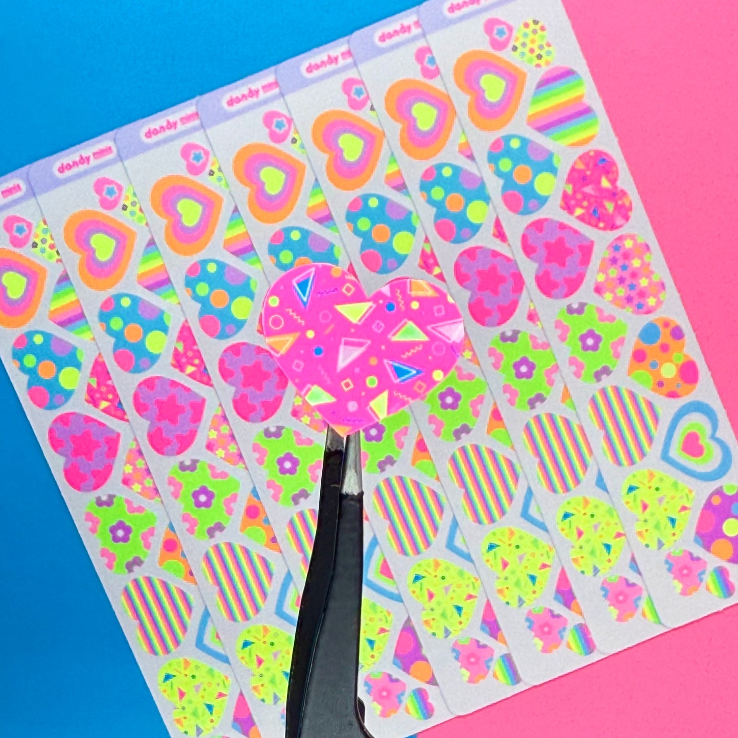 Dandy Designs Patterned Hearts Sticker Sheet - Dandy Mail