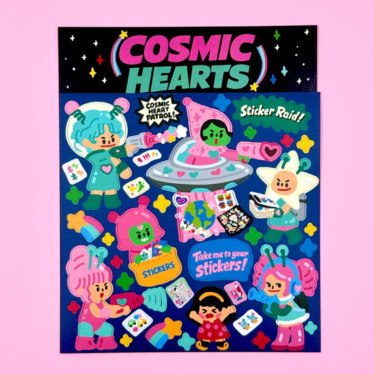 Dandy Mail x Dinga Mart Cosmic Hearts Sticker Sheet - Dandy Mail
