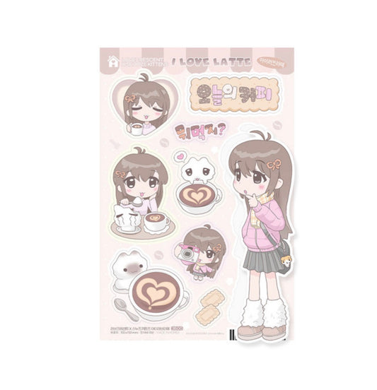 Love Crescent x Snooze Kittens Latte Sticker Sheet - Dandy Mail