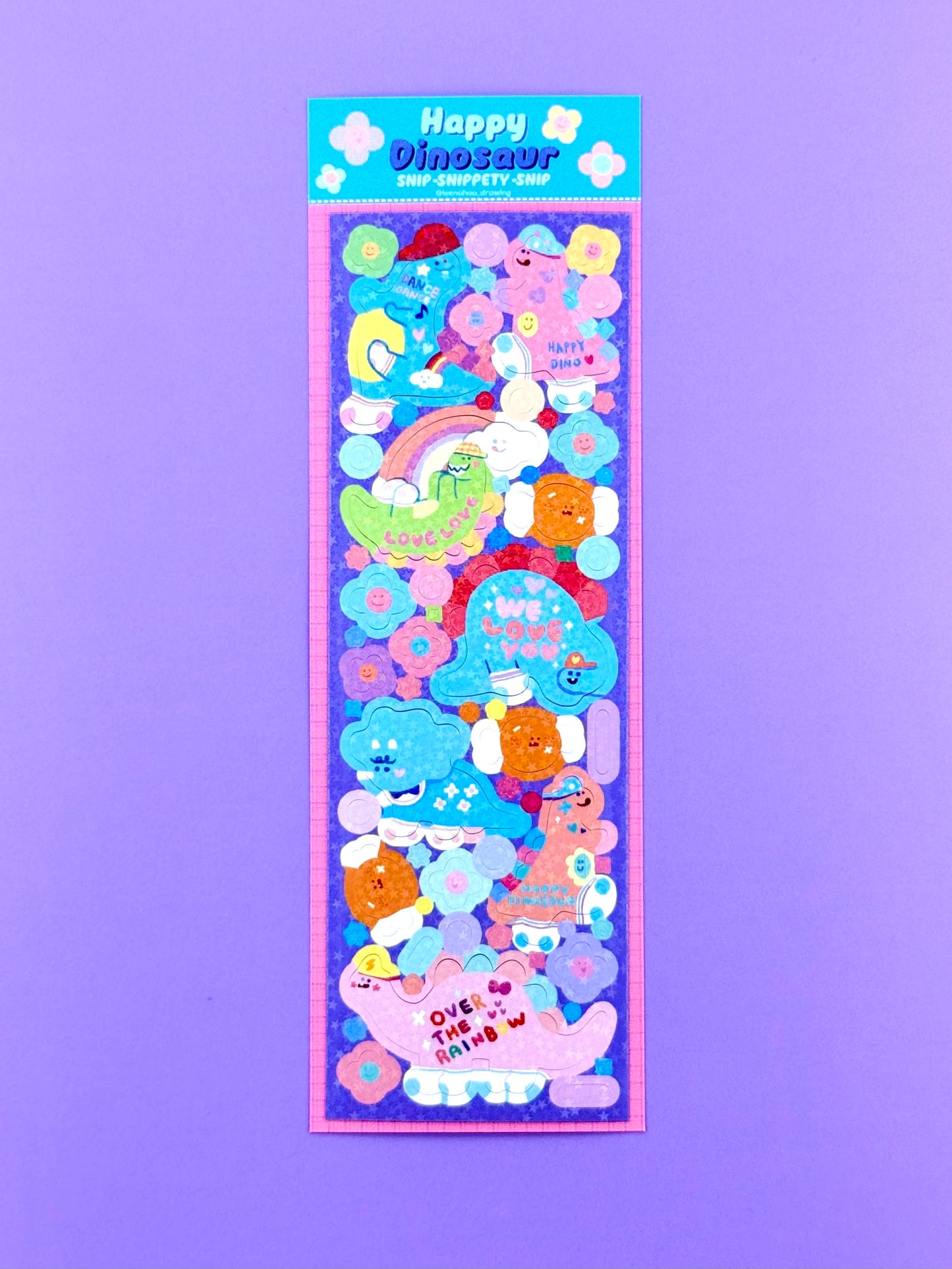 Leenahoo Happy Dinosaur Sticker Sheet - Dandy Mail