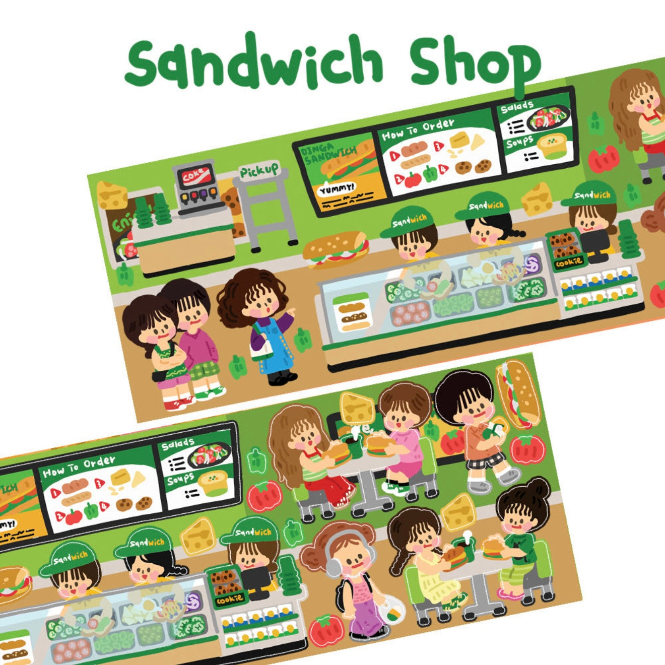 Dinga Mart Sandwich Shop Sticker Sheet - Dandy Mail
