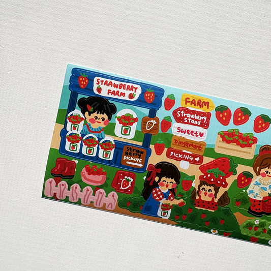 Dinga Mart Strawberry Farm Sticker Sheet - Dandy Mail