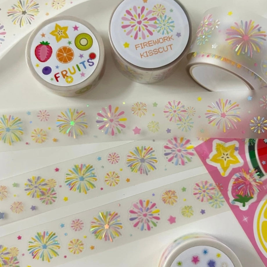 Zeki Bear Firework Kiss-cut Sticker Roll