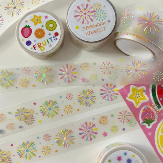 Zeki Bear Firework Kiss-cut Sticker Roll
