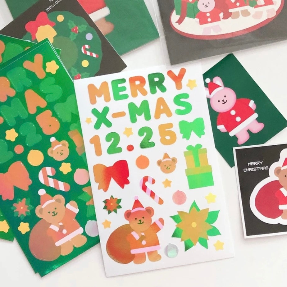 Zeki Bear Pearl Christmas Sticker Sheet - Dandy Mail