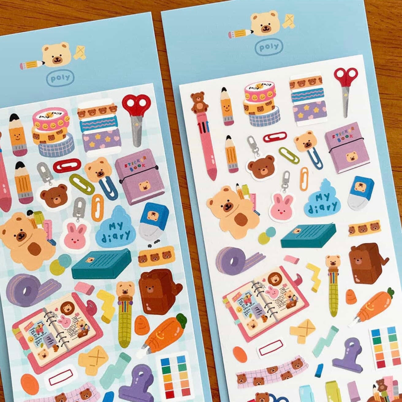Poly Bear Stationery Tools Sticker Sheet - Dandy Mail