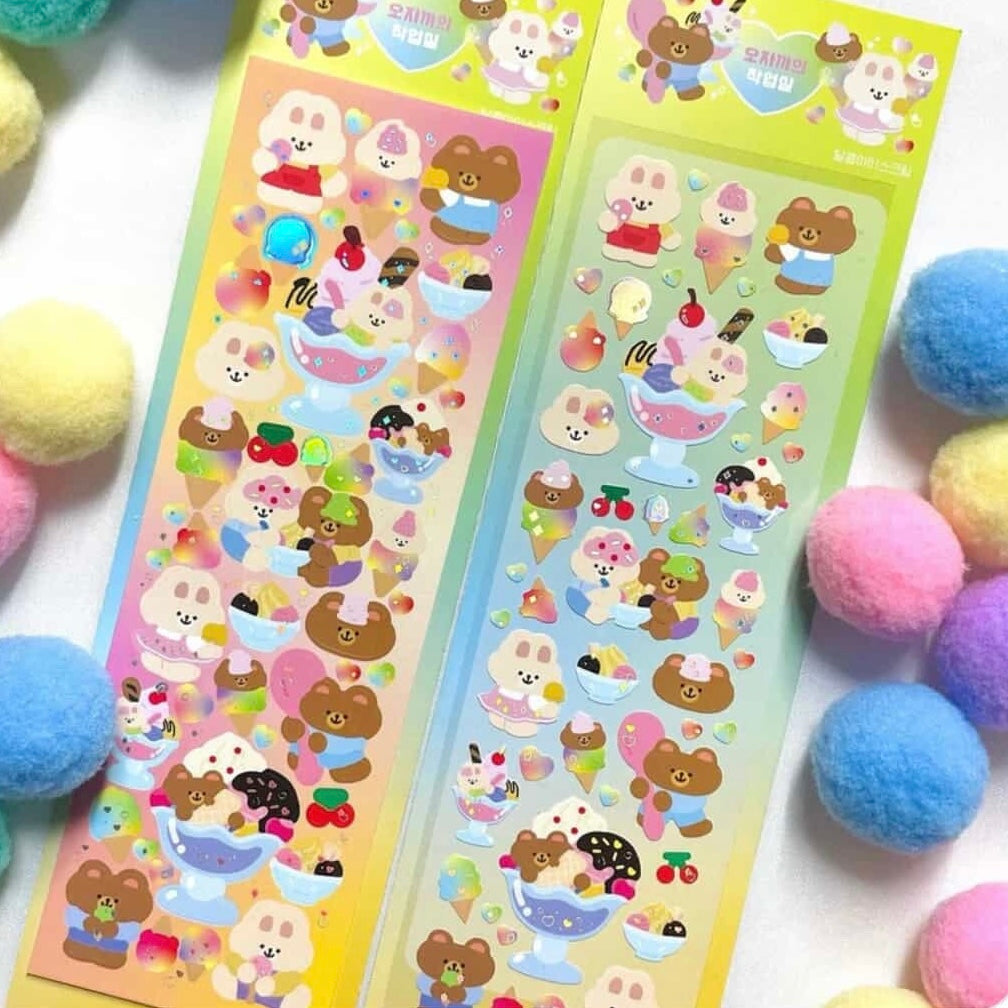 Oh Zakka Sundae Bears Sticker Sheet - Dandy Mail