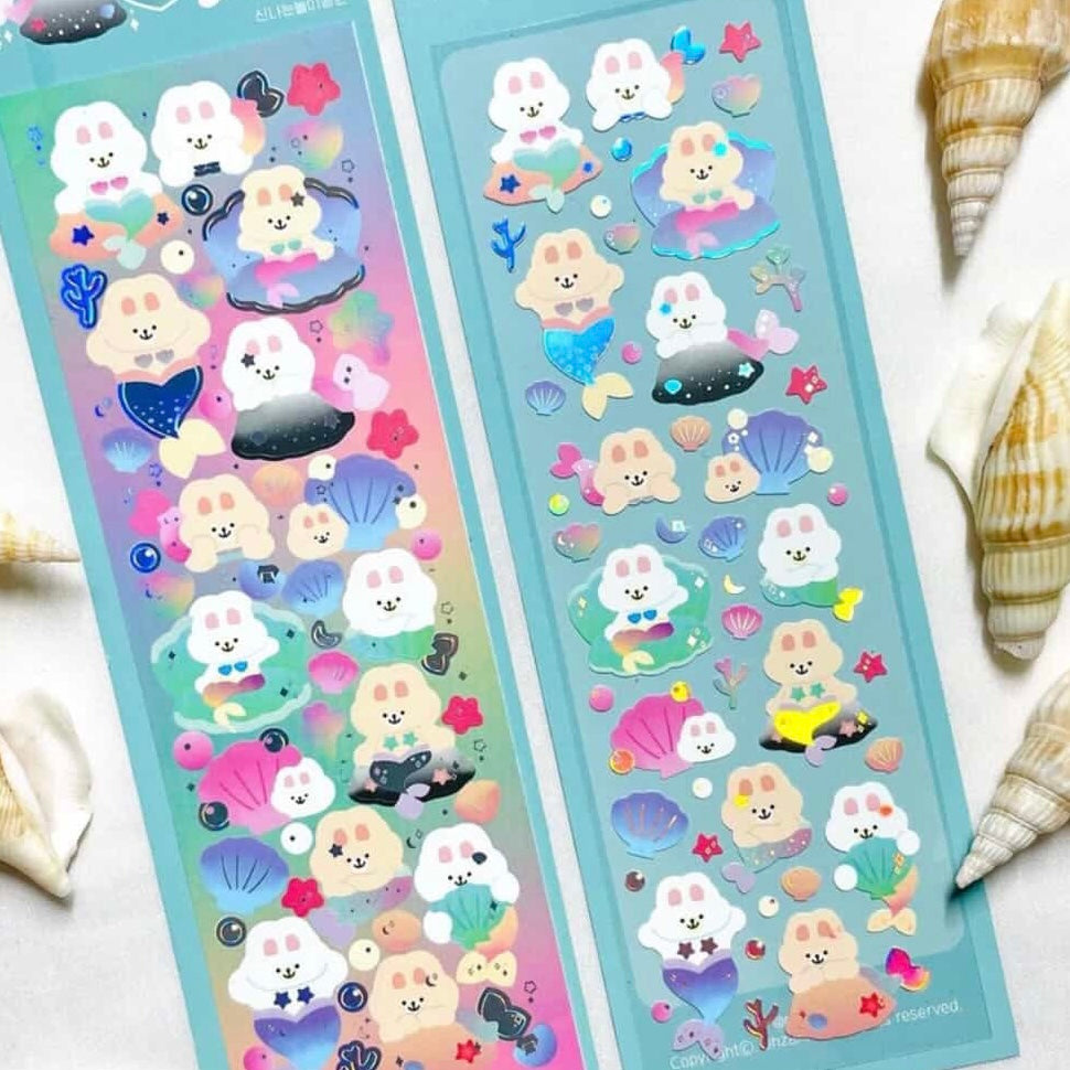 Oh Zakka Mermaid Bears Sticker Sheet - Dandy Mail