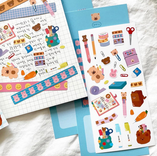 Poly Bear Stationery Tools Sticker Sheet - Dandy Mail