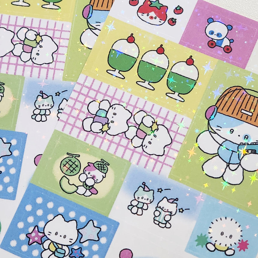 Catdabang Sparkly Squares Sticker Sheet - Dandy Mail