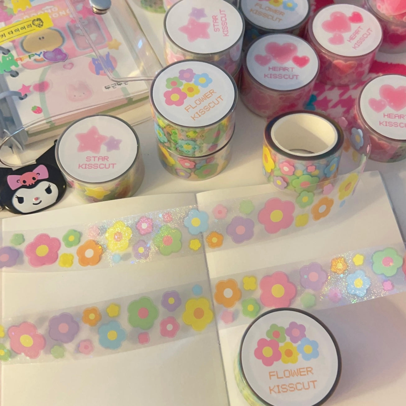Zeki Bear Flower Power Kiss-cut Sticker Roll - Dandy Mail