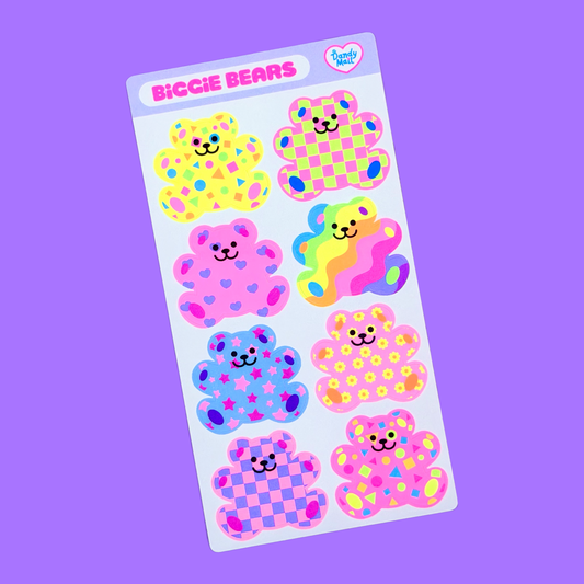 Dandy Designs Patterned Biggie Bears Sticker Sheet - Dandy Mail