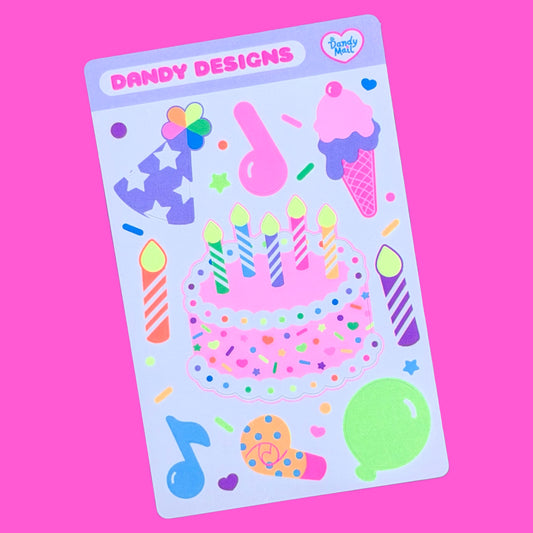 Dandy Designs Birthday Party Sticker Sheet - Dandy Mail