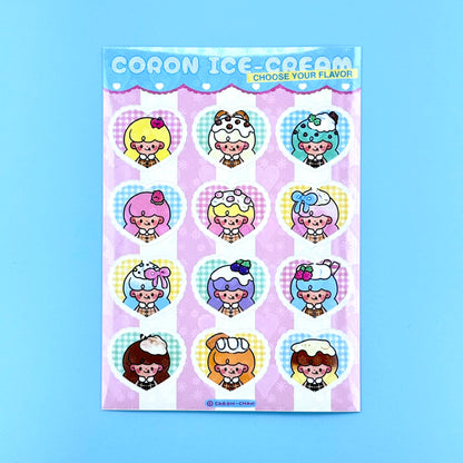 Coron Ice Cream Sticker Sheet - Dandy Mail