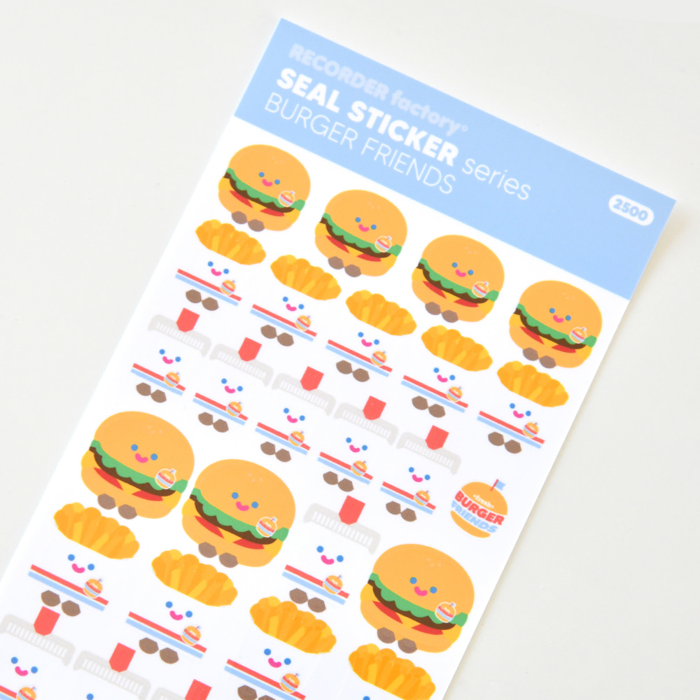 Recorder Factory Burger Friends Seal Sticker Sheet