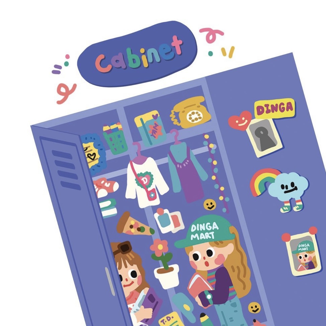 Dinga Mart Locker Sticker Sheet - Dandy Mail