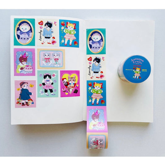 Autumn Fruits Sticker Square Roll Theme 1
