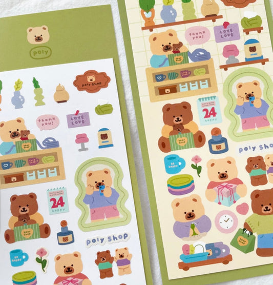 Poly Bear Poly Shop Sticker Sheet - Dandy Mail