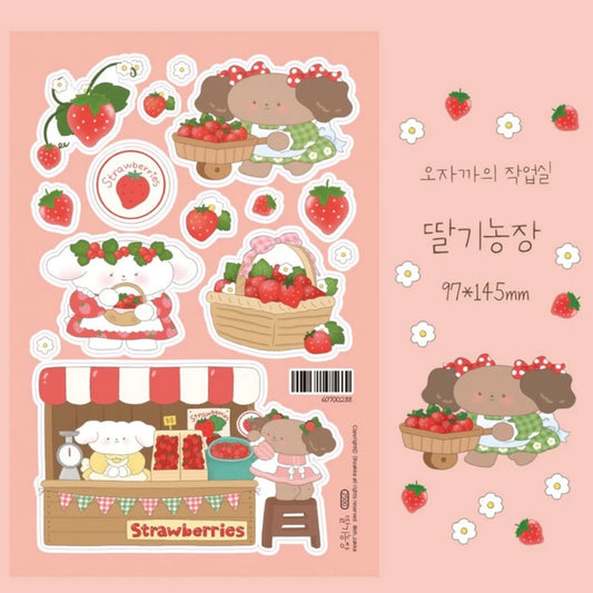 Oh Zakka Strawberry Stand Sticker Sheet