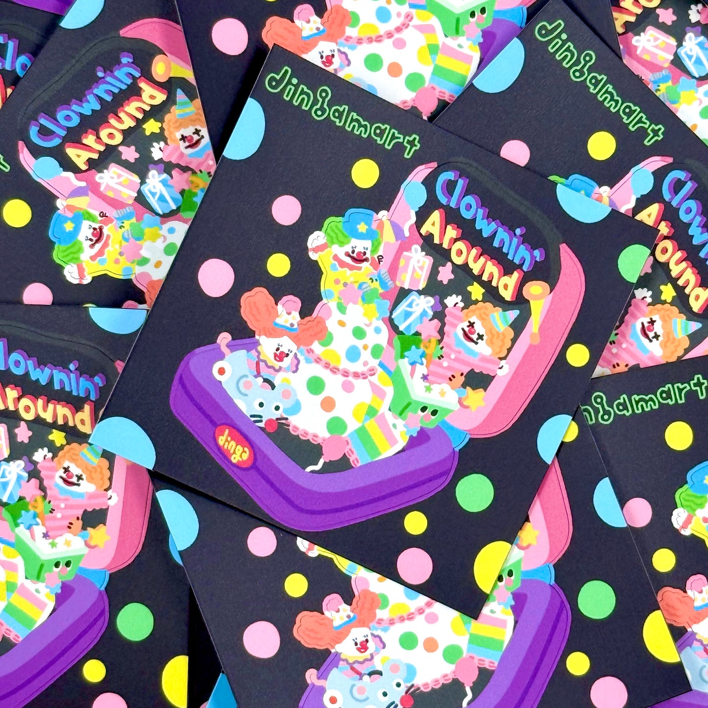 Dandy Mail x Dinga Mart "Clownin' Around" Pocket Dinga Sticker Sheet - Dandy Mail