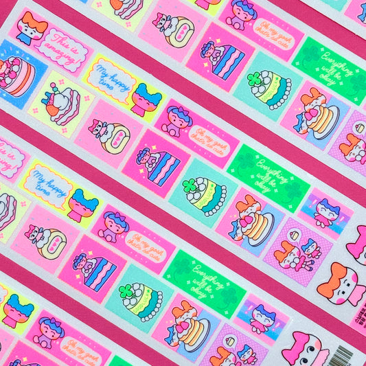 Leenahoo Neon Yummy Cakes Sticker Sheet - Dandy Mail