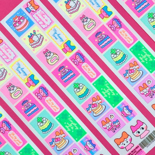 Leenahoo Neon Yummy Cakes Sticker Sheet - Dandy Mail