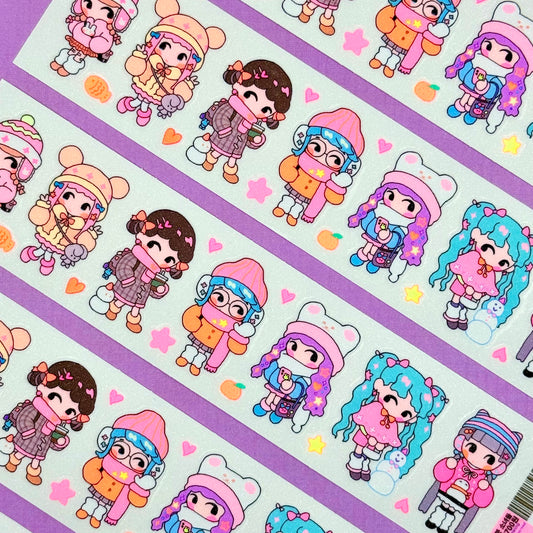 Leenahoo Neon Winter Outfits Sticker Sheet - Dandy Mail