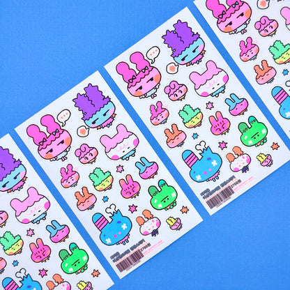 Leenahoo Neon Strange Rabbits Sticker Sheet - Dandy Mail