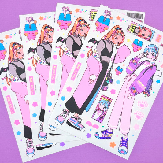 Leenahoo Neon Winter Girls Large Sticker Sheet - Dandy Mail