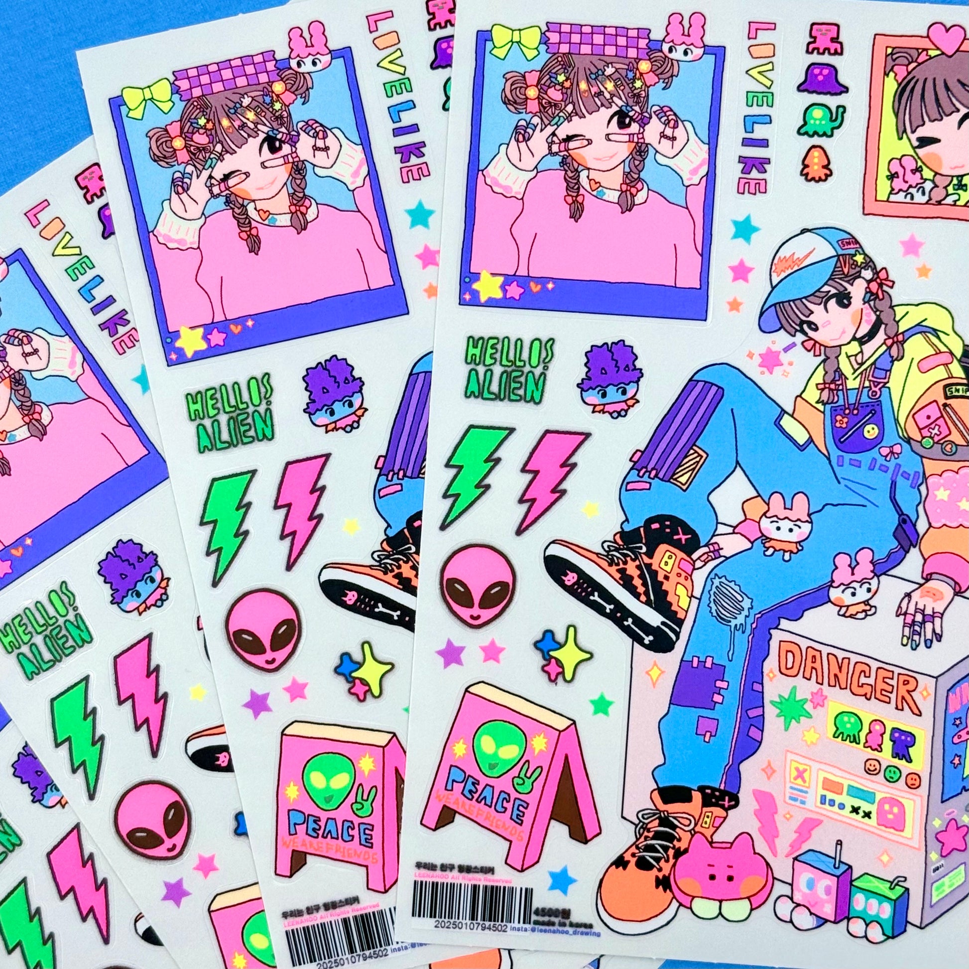 Leenahoo Neon Backpack Girl Large Sticker Sheet - Dandy Mail