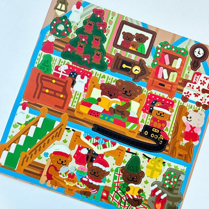 Dinga Mart Christmas Bear House Sticker Sheet - Dandy Mail