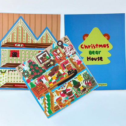 Dinga Mart Christmas Bear House Sticker Sheet - Dandy Mail
