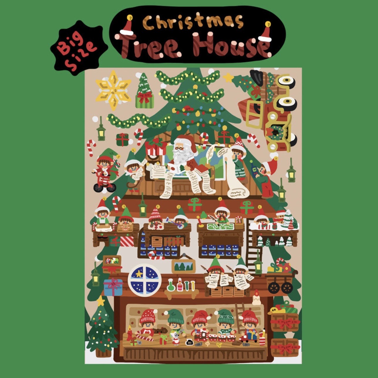 Dinga Mart Christmas Tree House Large Sticker Sheet - Dandy Mail