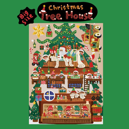 Dinga Mart Christmas Tree House Large Sticker Sheet - Dandy Mail