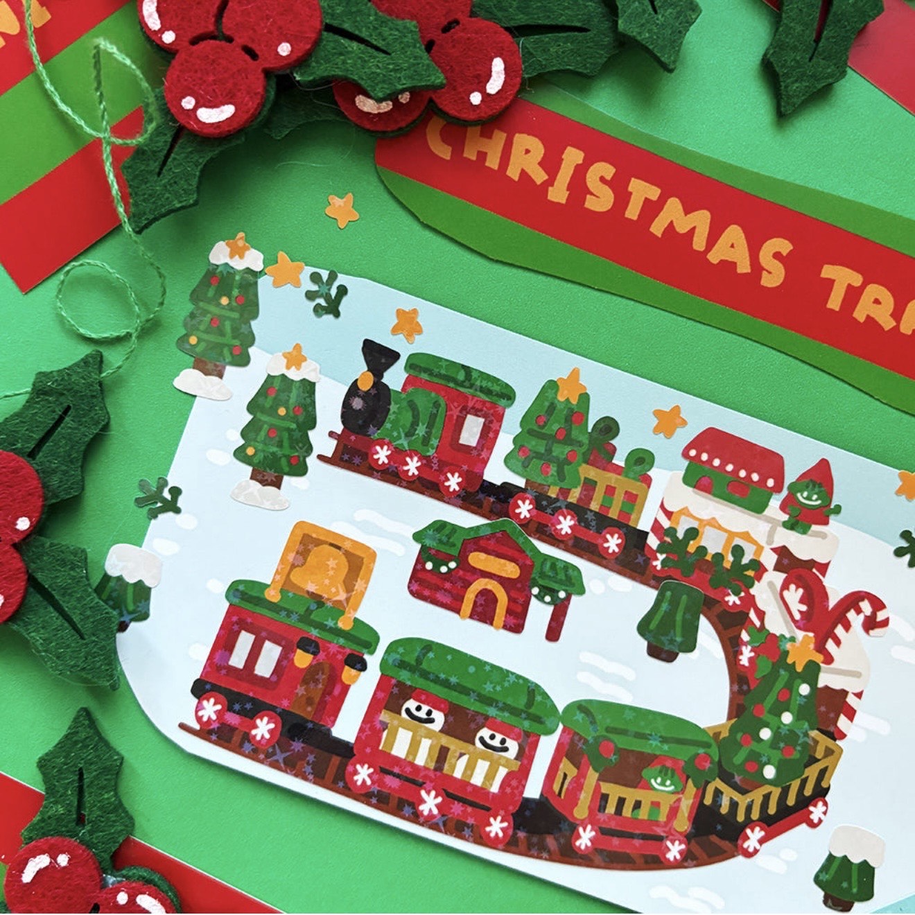 Dinga Mart Christmas Train Sticker Sheet - Dandy Mail