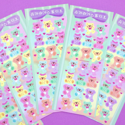 SugaSugaStudio Rainbow Bears Sticker Sheet - Dandy Mail