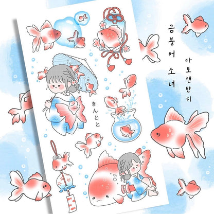 Ato and Bandi Goldfish Girl Sticker Sheet - Dandy Mail