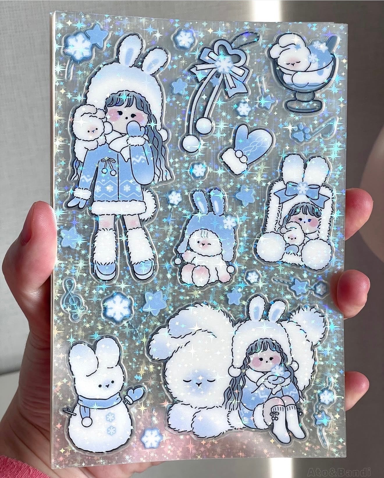 Ato and Bandi Winter Bunny Sticker Sheet - Dandy Mail