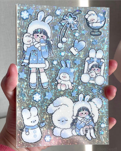 Ato and Bandi Winter Bunny Sticker Sheet - Dandy Mail