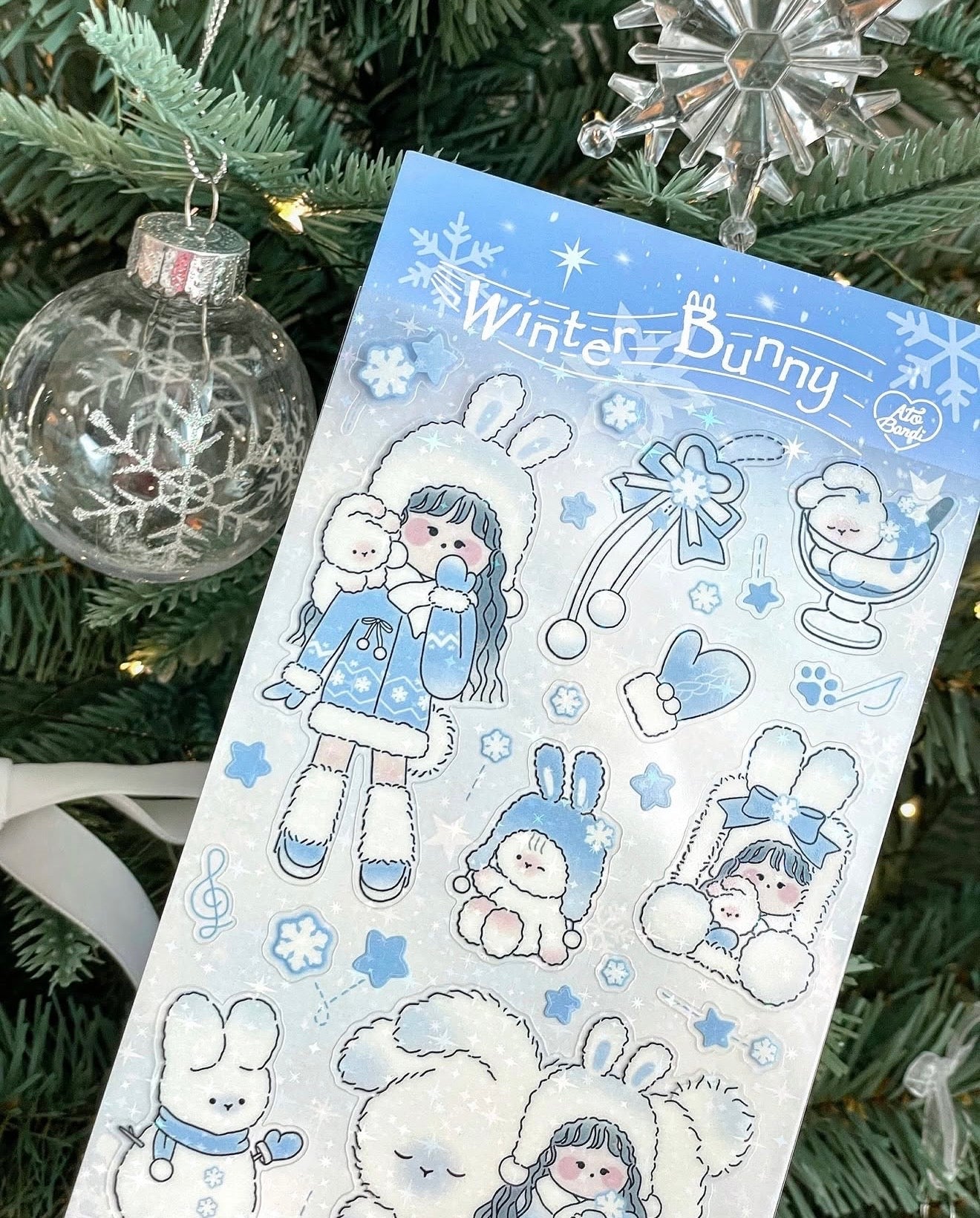 Ato and Bandi Winter Bunny Sticker Sheet - Dandy Mail