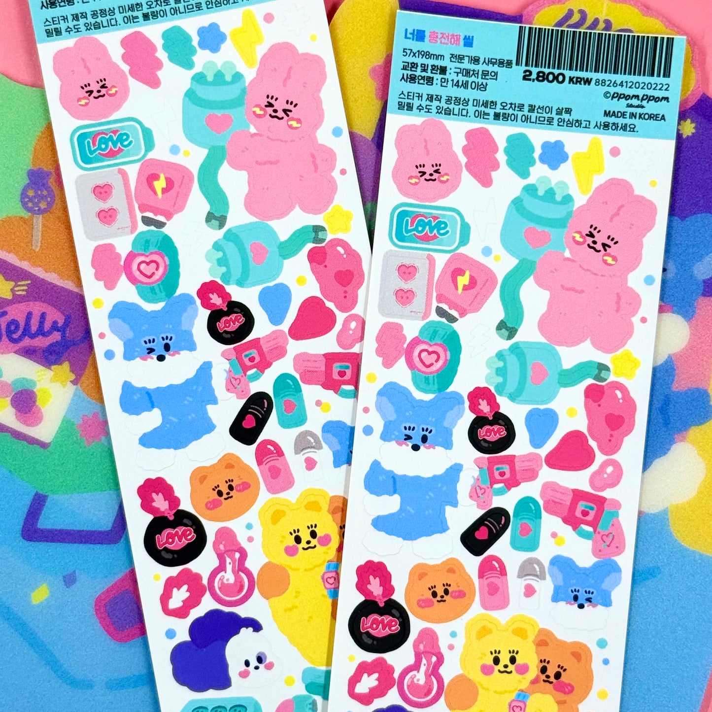Ppomppom Studio Electric Love Sticker Sheet - Dandy Mail